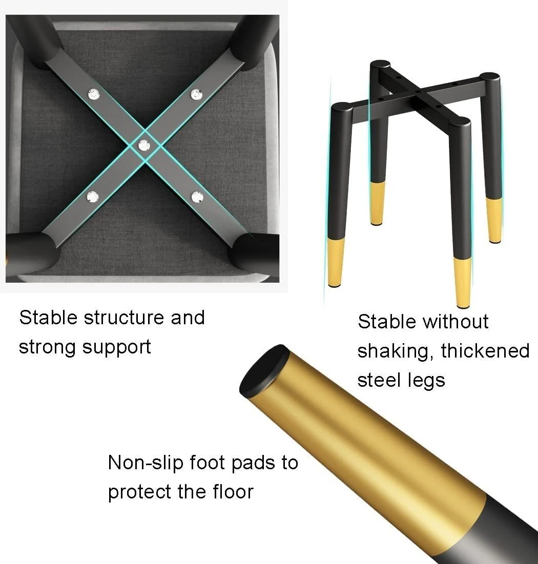 2 X Minimalist Faux Leather Dining Table Stool Padded Dressing Stool - Image 3