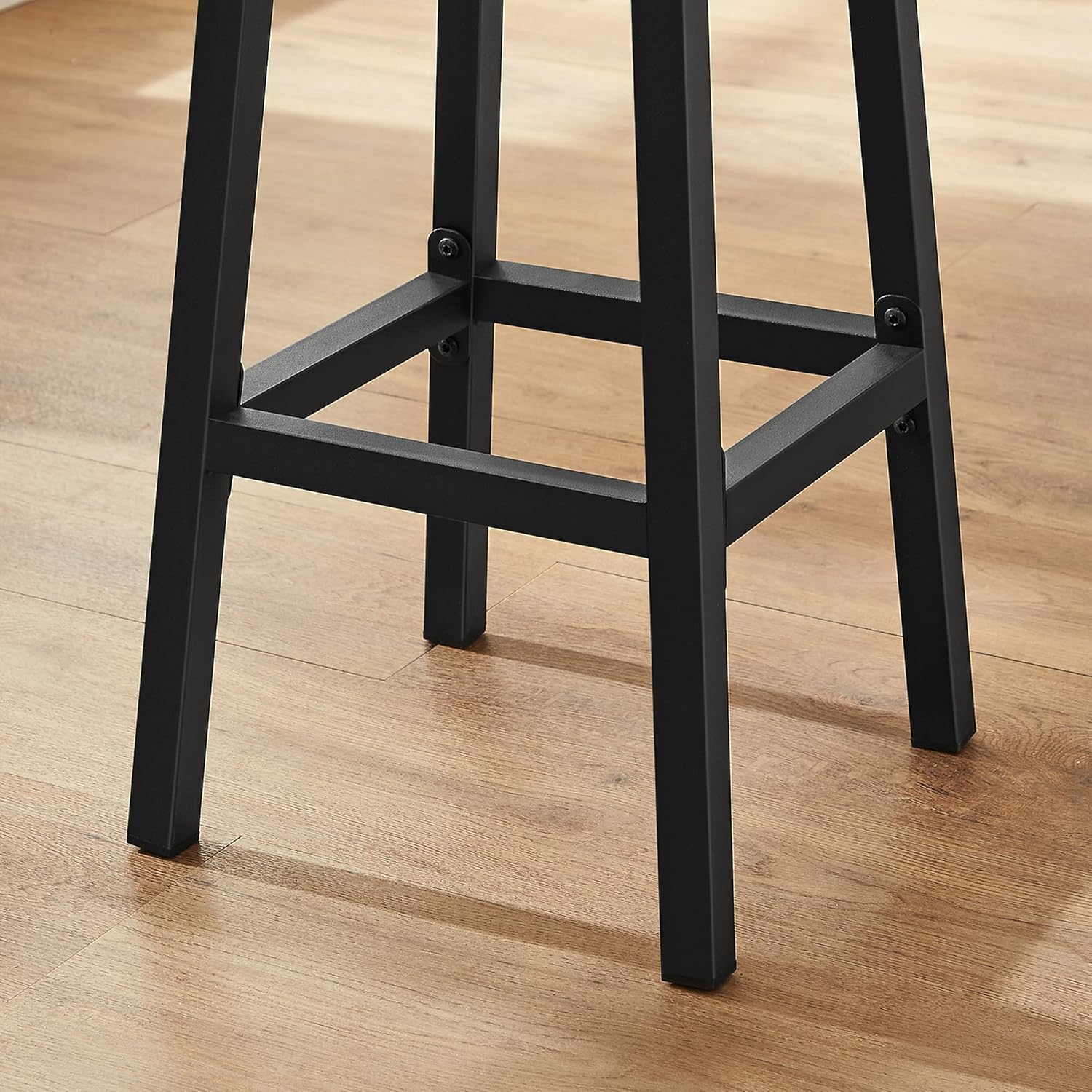 2 x Modern Industrial Bar Stool Wood & Metal Kitchen Counter Seating (Rustic Oak) - Image 8