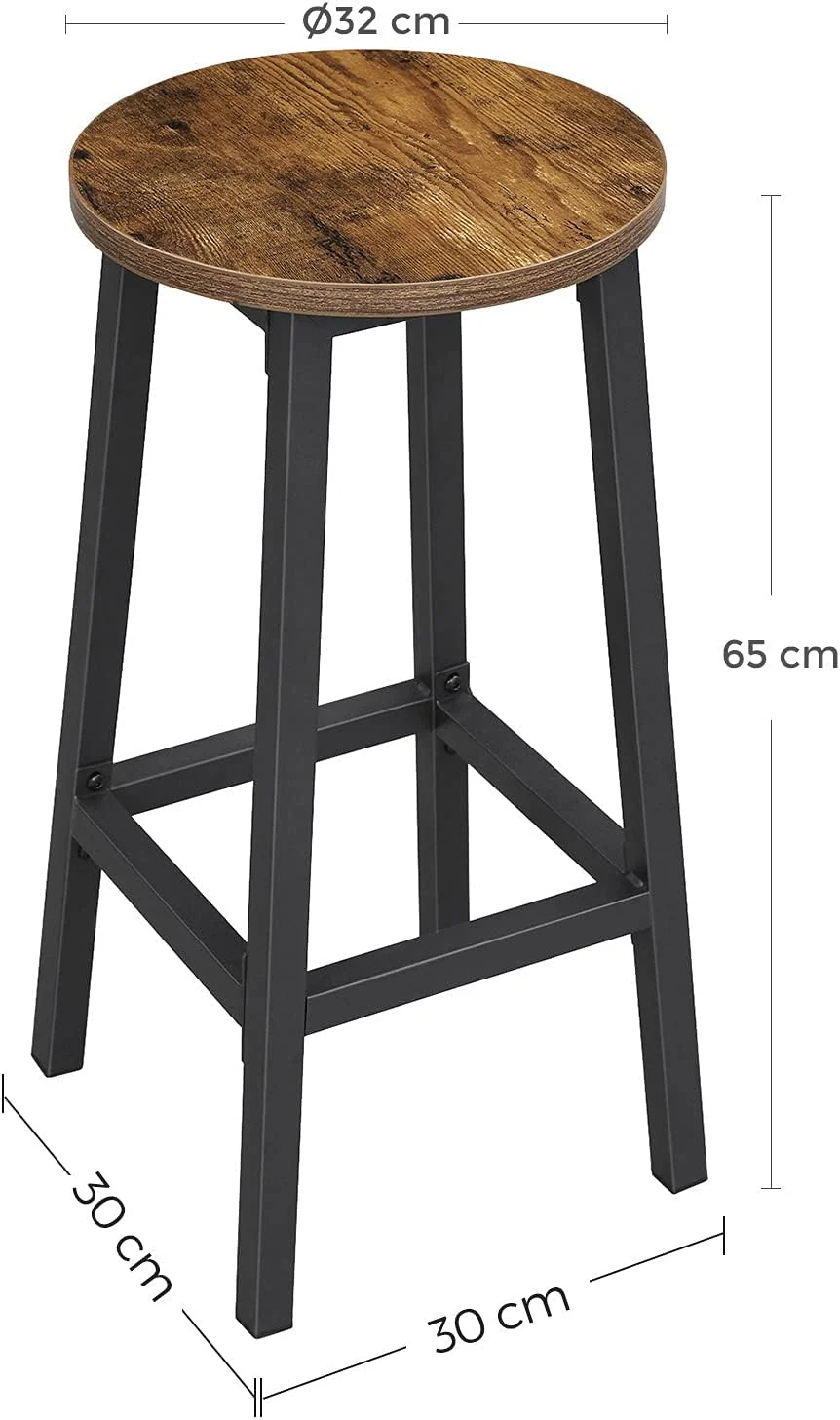 2 x Modern Industrial Bar Stools Rustic Wood & Metal Kitchen Counter Seating - Image 13