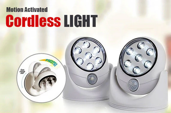 2 x Motion Activated 360 Rotating LED Wireless Motion Sensor Cordless Light - Image 9