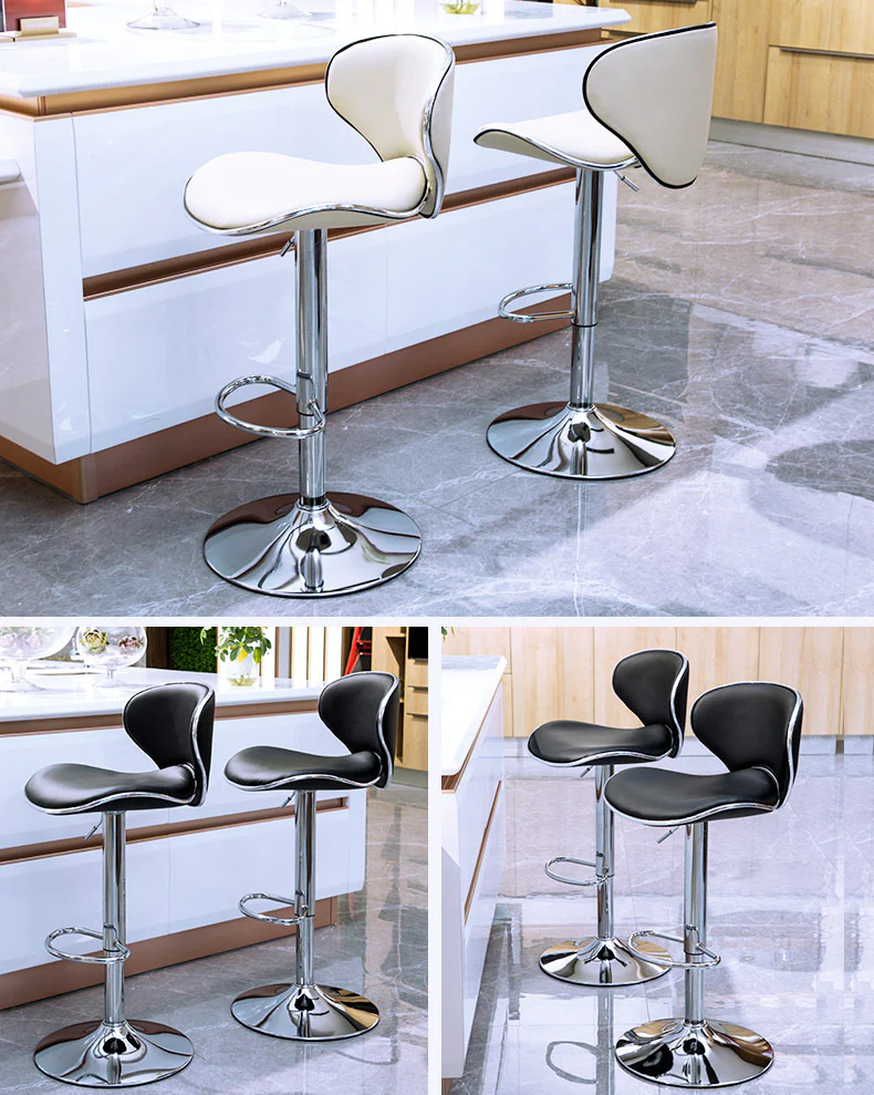 2 x Resort Designer PU Leather Bar Stools (Black - Set of 2) - Image 12