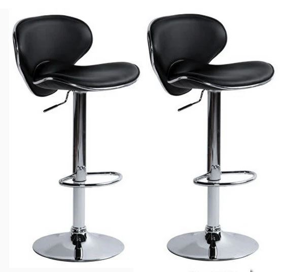 2 x Resort Designer PU Leather Bar Stools (Black - Set of 2) - Image 4