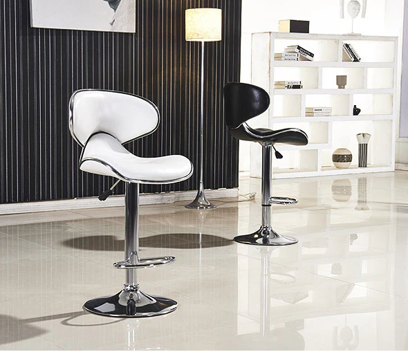 2 x Resort Designer PU Leather Bar Stools (White - Set of 2) - Image 4