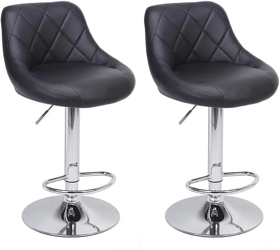 2 x Symphony High Back Faux Leather Bar Stools (Black) - Image 14