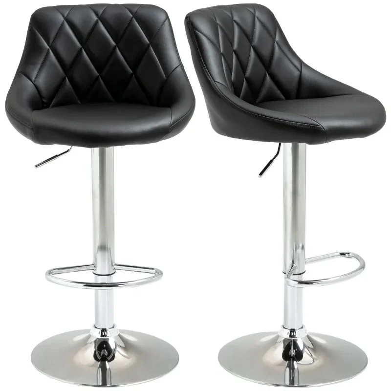 2 x Symphony High Back Faux Leather Bar Stools (Black) - Image 3