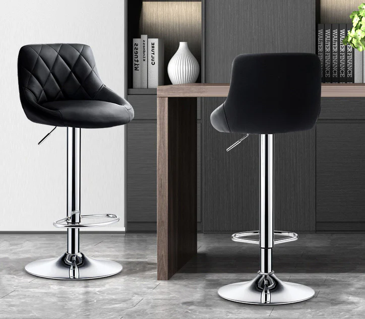2 x Symphony High Back Faux Leather Bar Stools (Black) - Image 8