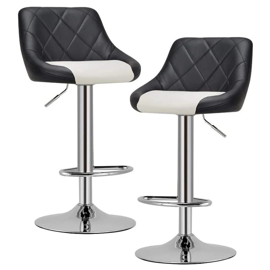 2 x Symphony High Back Faux Leather Bar Stools (Black & White) - Image 2