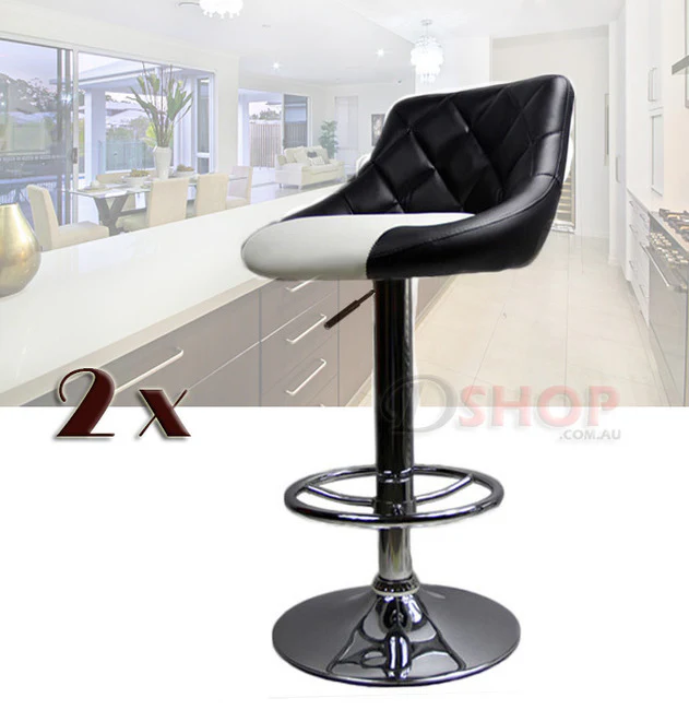 2 x Symphony High Back Faux Leather Bar Stools (Black & White) - Image 3