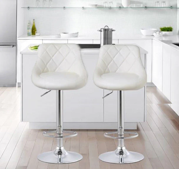 2 x Symphony High Back Faux Leather Bar Stools (White) - Image 2