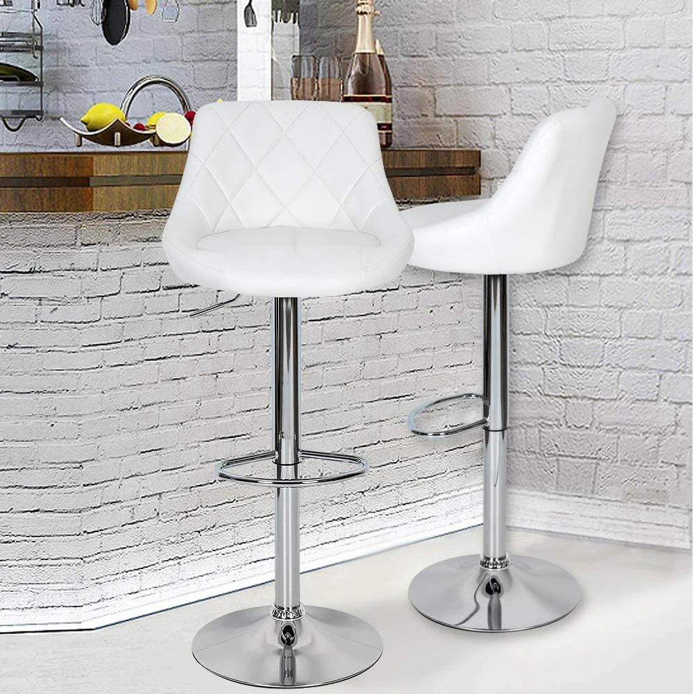 2 x Symphony High Back Faux Leather Bar Stools (White) - Image 8