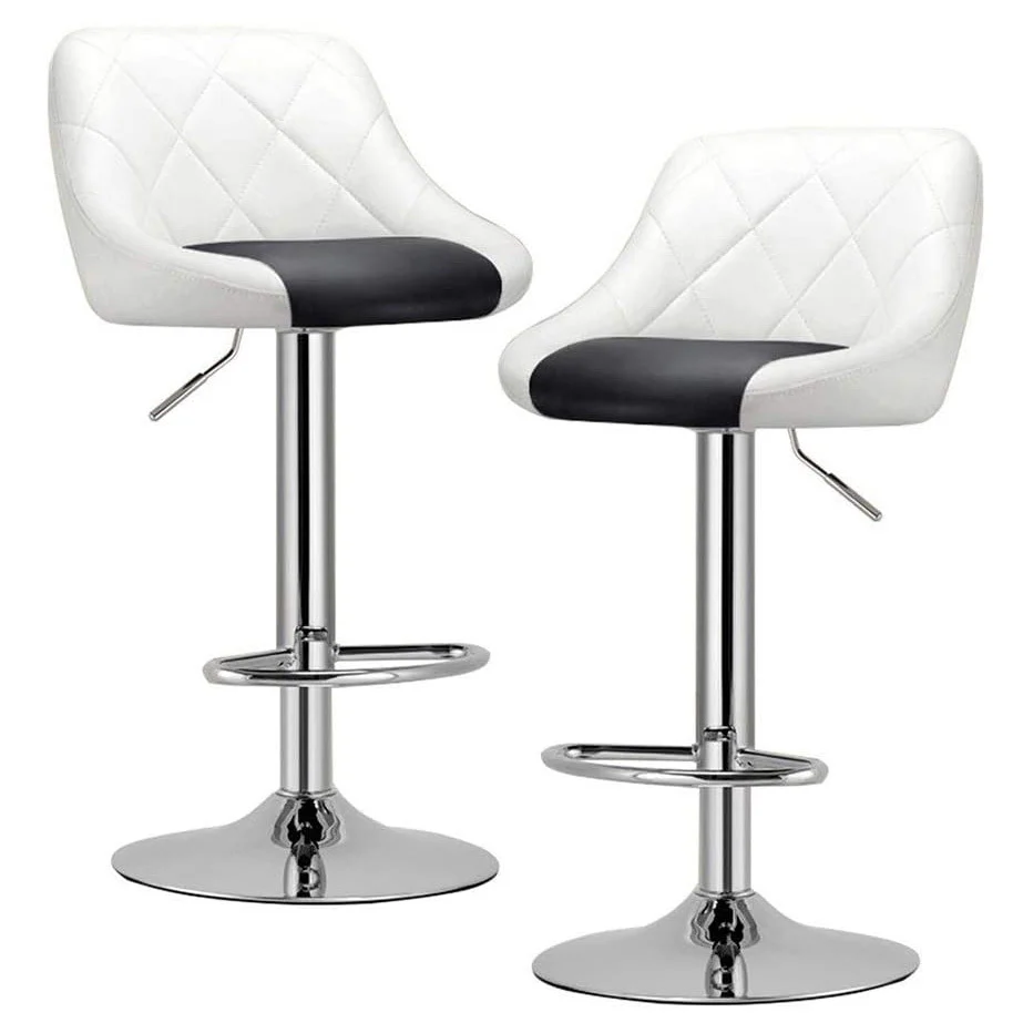2 x Symphony High Back Faux Leather Bar Stools (White & Black) - Image 12