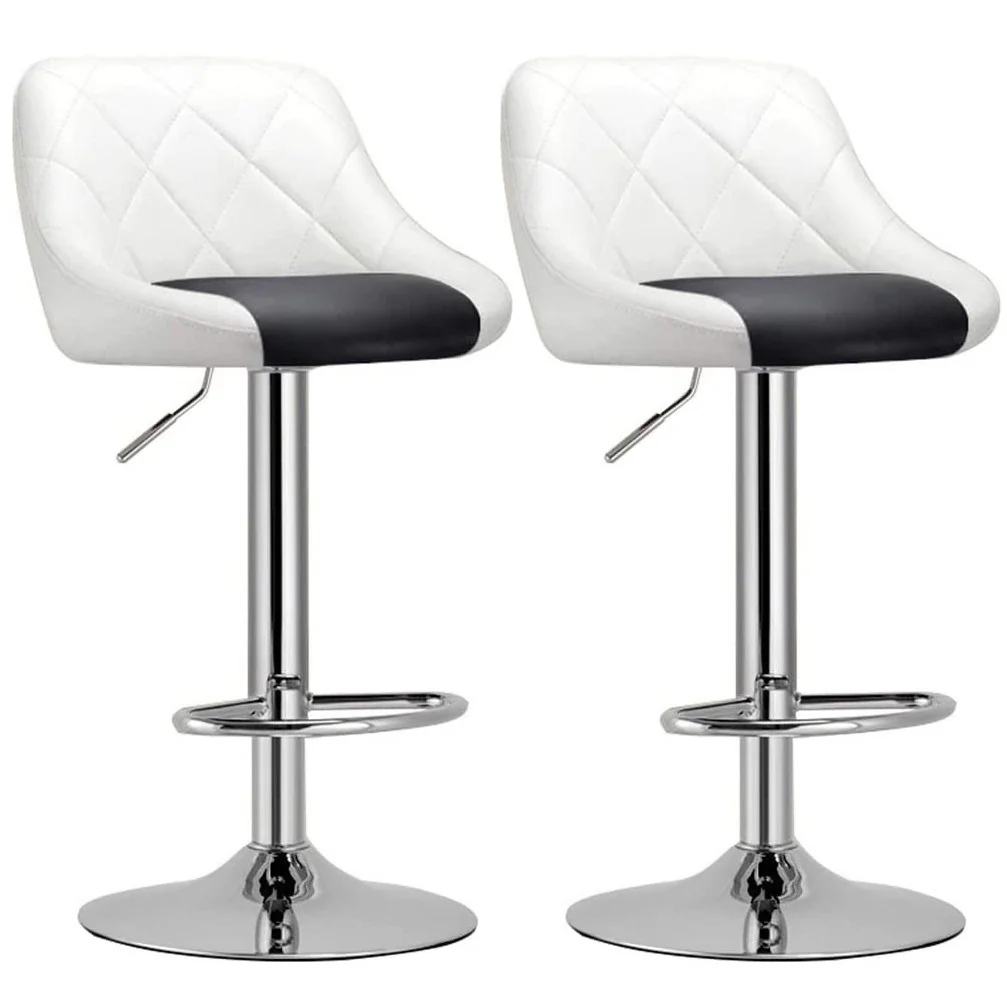 2 x Symphony High Back Faux Leather Bar Stools (White & Black) - Image 2