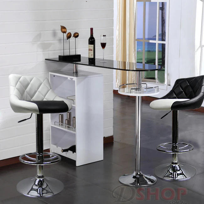 2 x Symphony High Back Faux Leather Bar Stools (White & Black) - Image 3