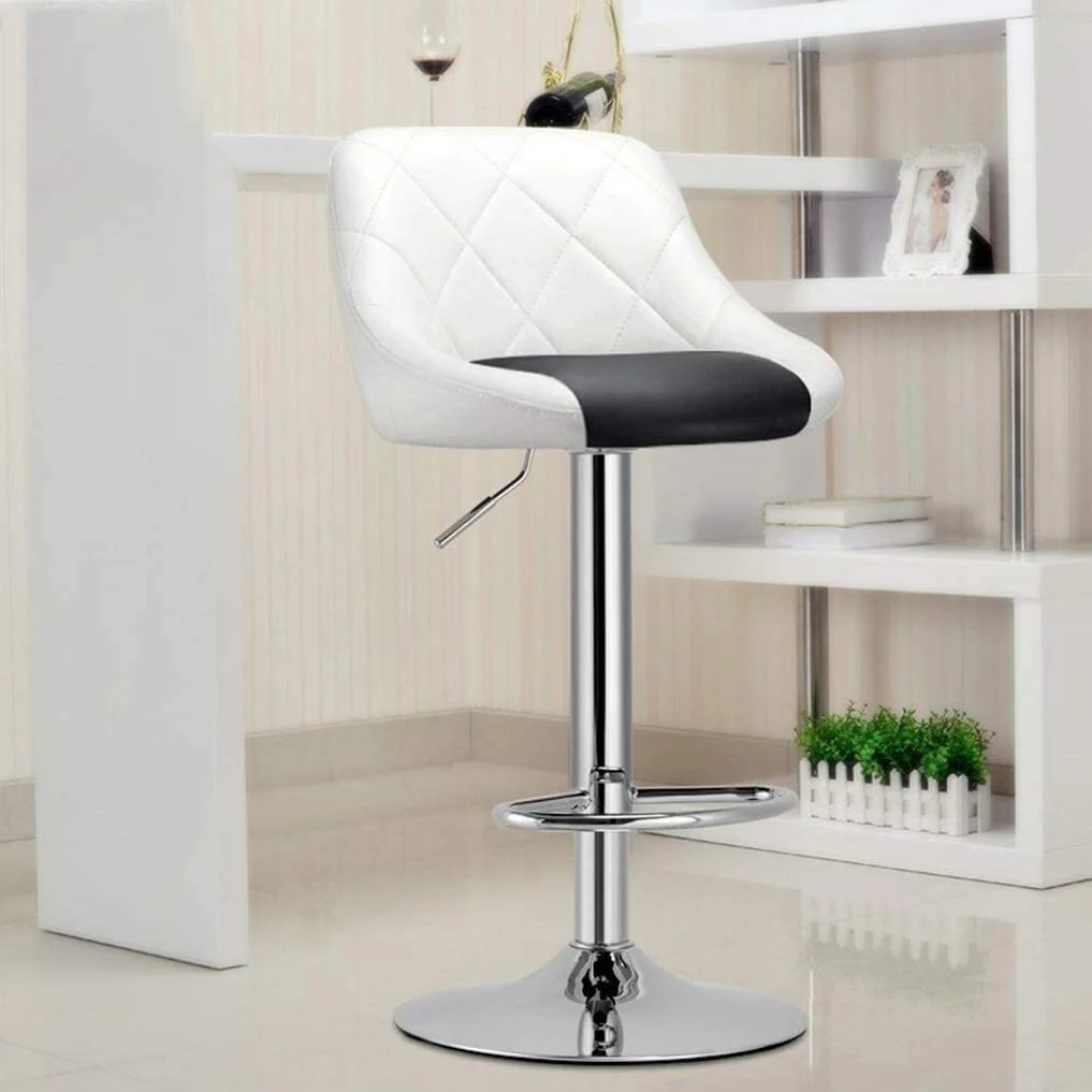 2 x Symphony High Back Faux Leather Bar Stools (White & Black) - Image 4