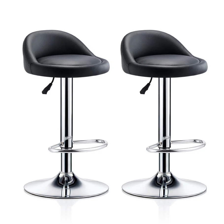 2 x Varossa PU Leather Bar Stools (Black - Set of 2) - Image 3