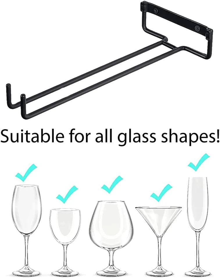 2 x Wine Glass Hanger Rack Kitchen Bar Stemware Metal Storage Organizer (Gold) - Image 7