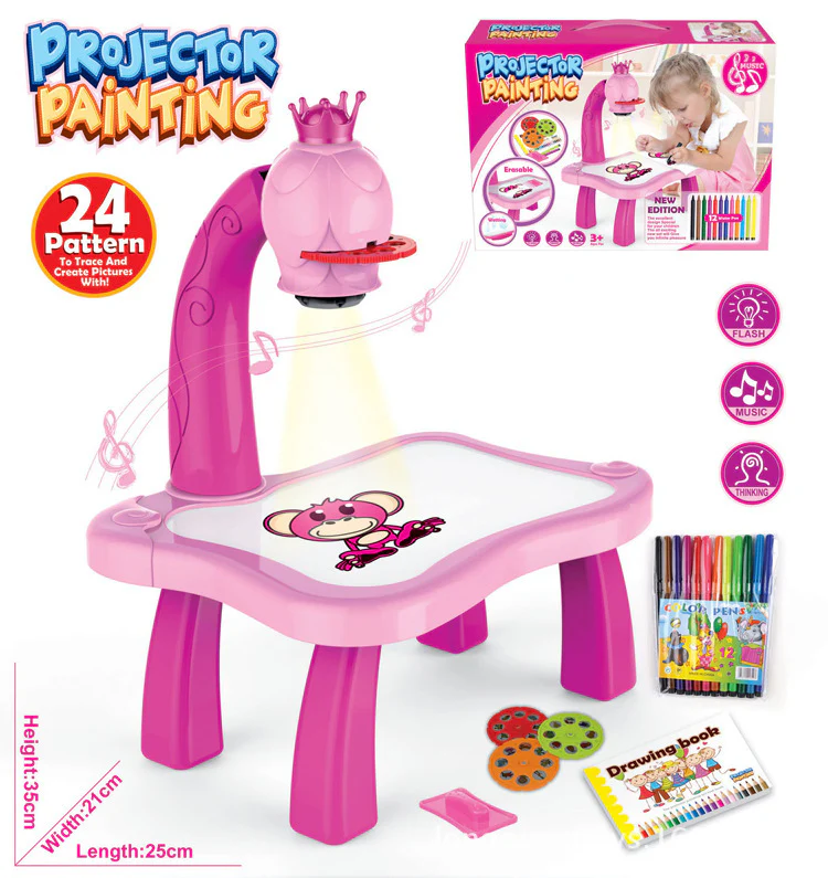 24 Patterns Projector Painting Music Drawing Board Stand Toy