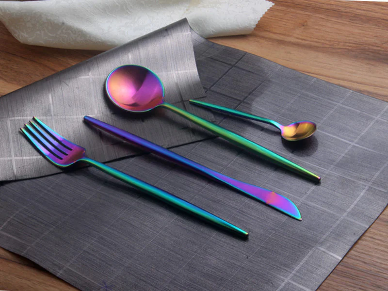 24PC Stainless Steel Cutlery Set Knife Fork Spoon Kitchen Tableware (Colourful) - Image 12