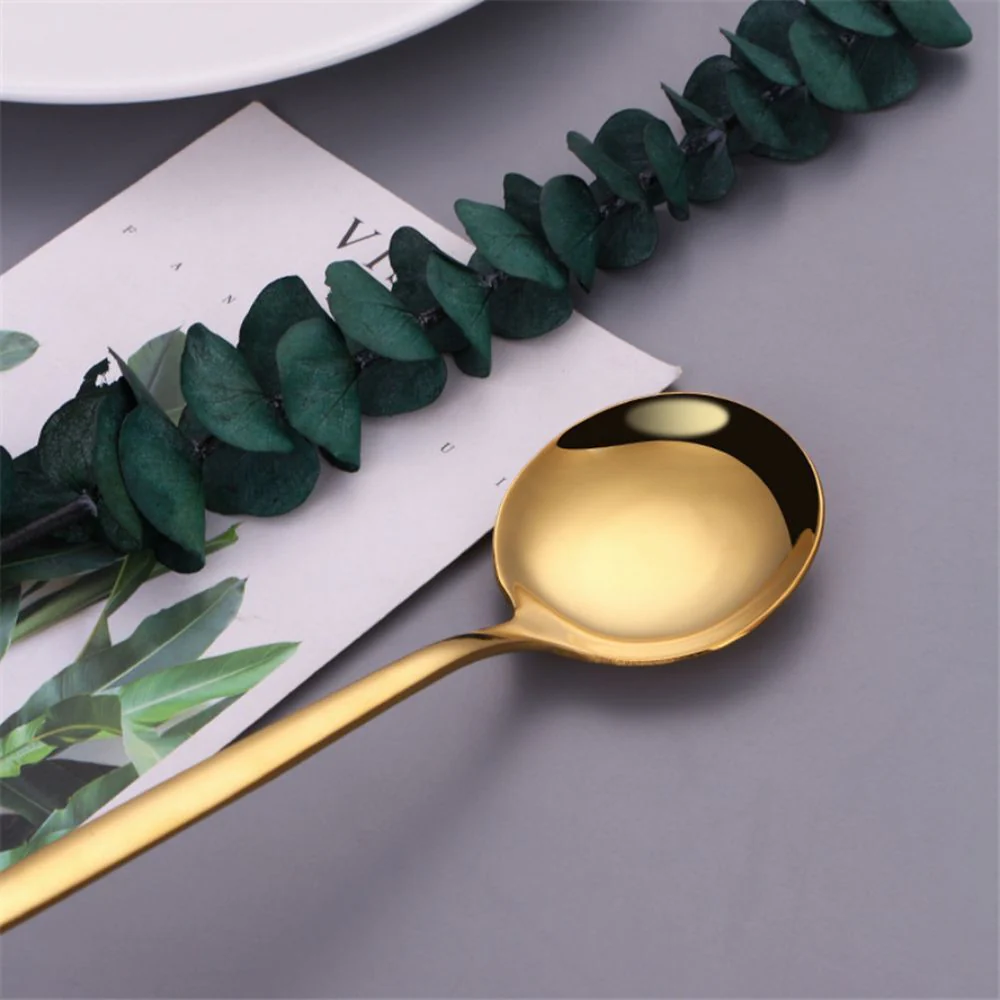 24PC Stainless Steel Cutlery Set Knife Fork Spoon Kitchen Tableware (Gold) - Image 8