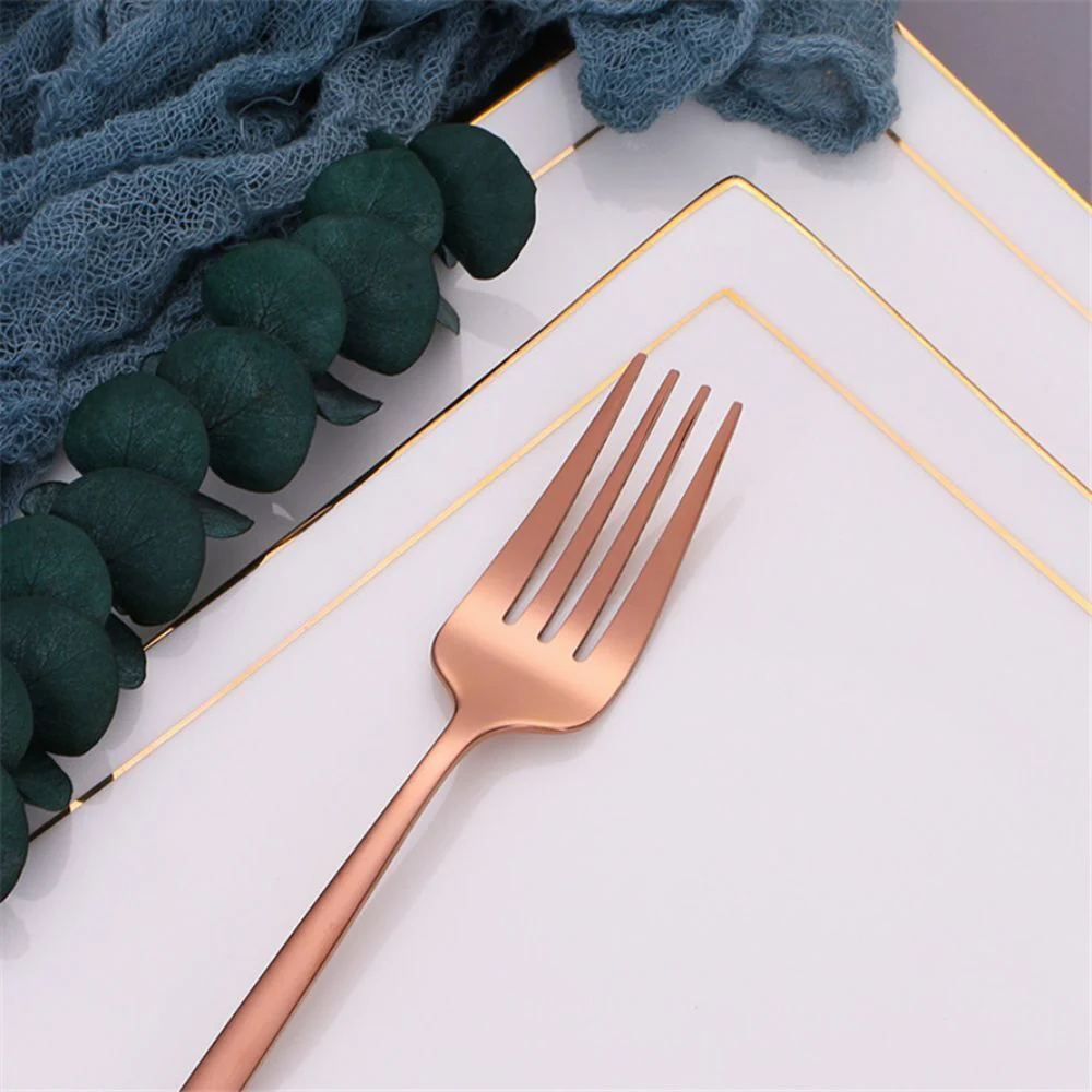 24PC Stainless Steel Cutlery Set Knife Fork Spoon Kitchen Tableware (Rose Gold) - Image 11