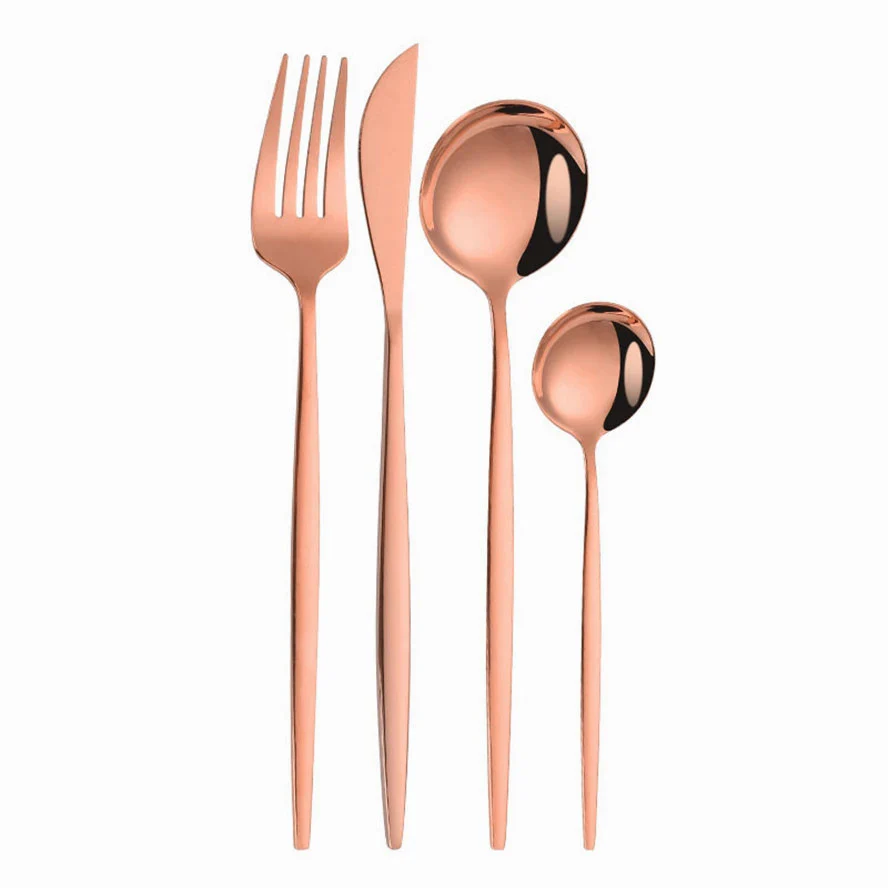 24PC Stainless Steel Cutlery Set Knife Fork Spoon Kitchen Tableware (Rose Gold) - Image 12