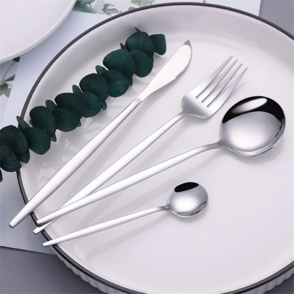 24PC Stainless Steel Cutlery Set Knife Fork Spoon Kitchen Tableware (Silver) - Image 12