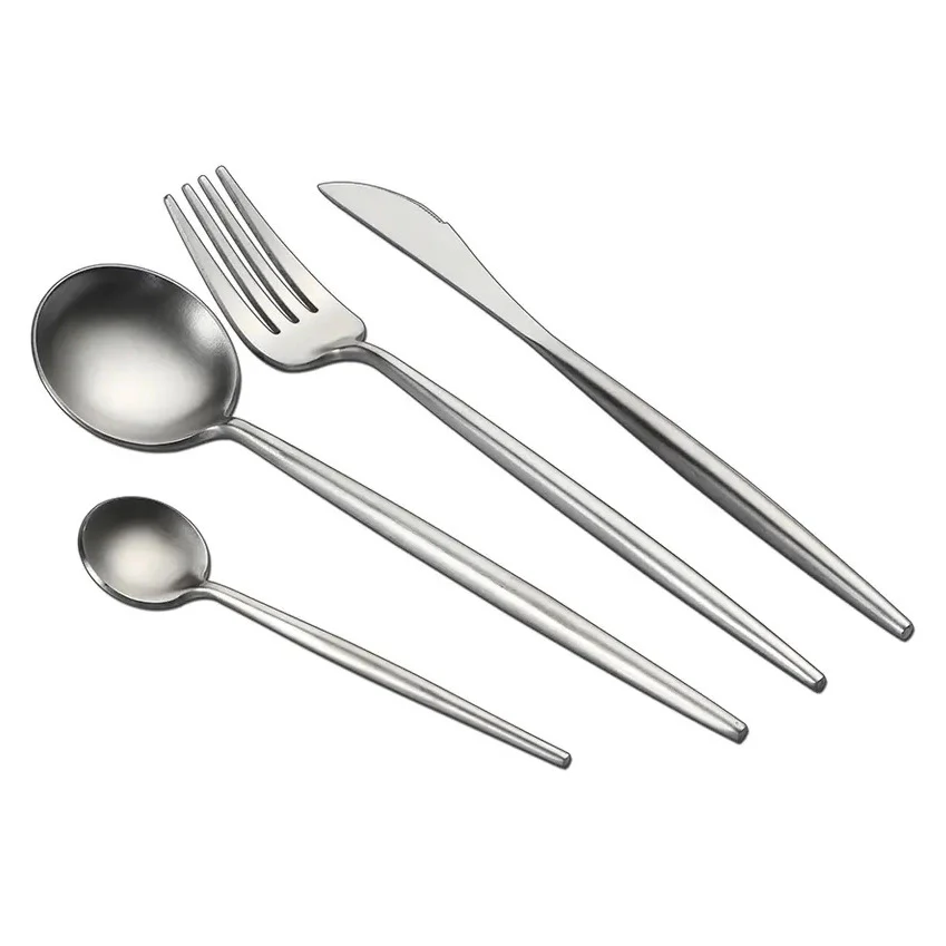 24PC Stainless Steel Cutlery Set Knife Fork Spoon Kitchen Tableware (Silver) - Image 4