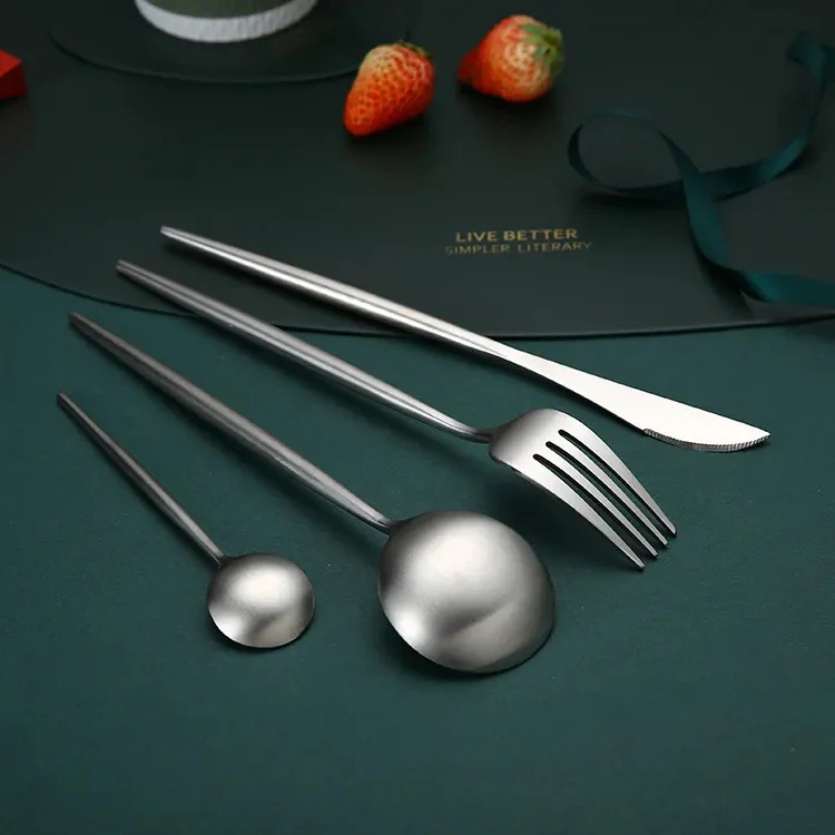 24PC Stainless Steel Cutlery Set Knife Fork Spoon Kitchen Tableware (Silver) - Image 5
