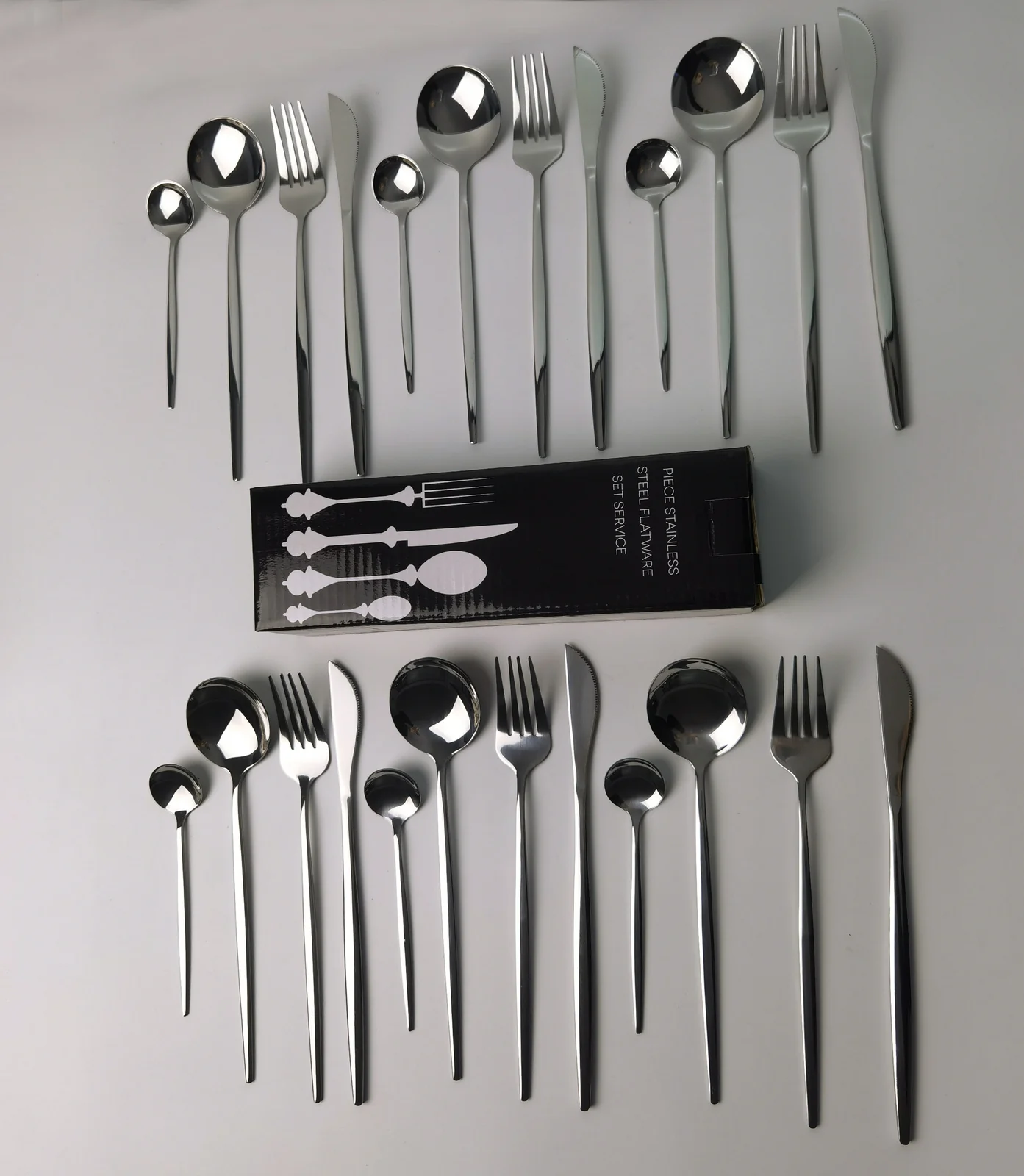 24PC Stainless Steel Cutlery Set Knife Fork Spoon Kitchen Tableware (Silver) - Image 8