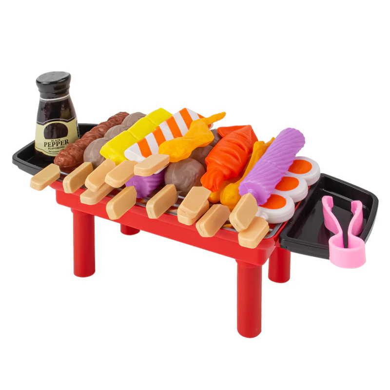27 PCS BBQ Grill Pretend Play Kitchen Cooking Food Barbecue Cookware Kids Toy Set - Image 10