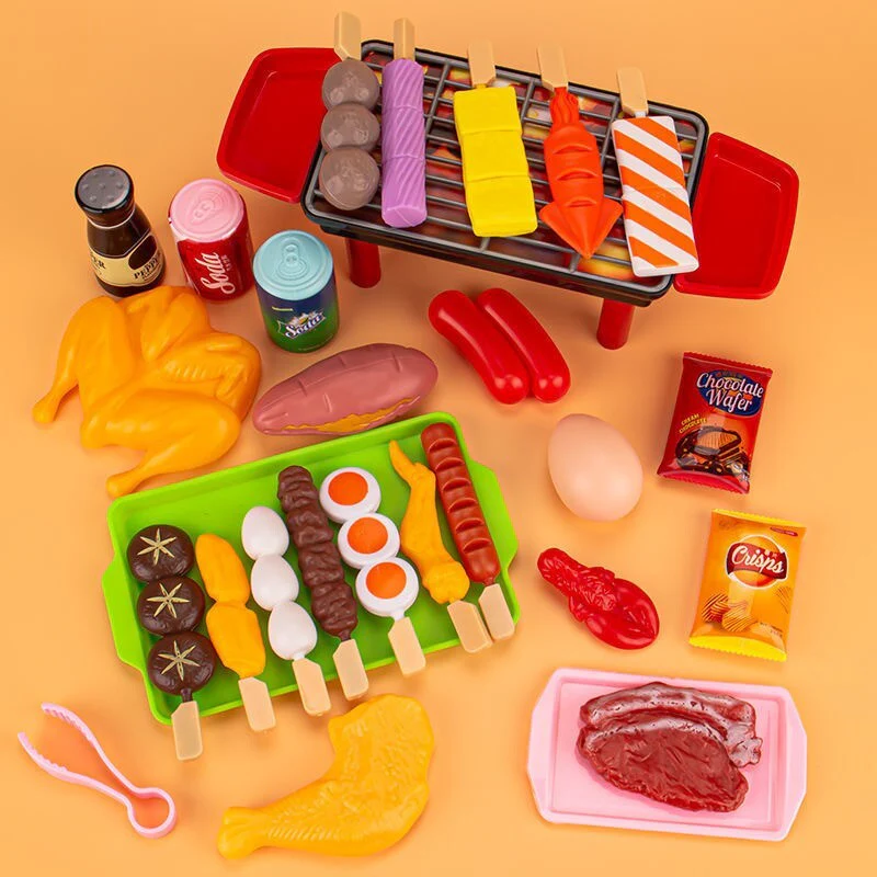 27 PCS BBQ Grill Pretend Play Kitchen Cooking Food Barbecue Cookware Kids Toy Set - Image 14