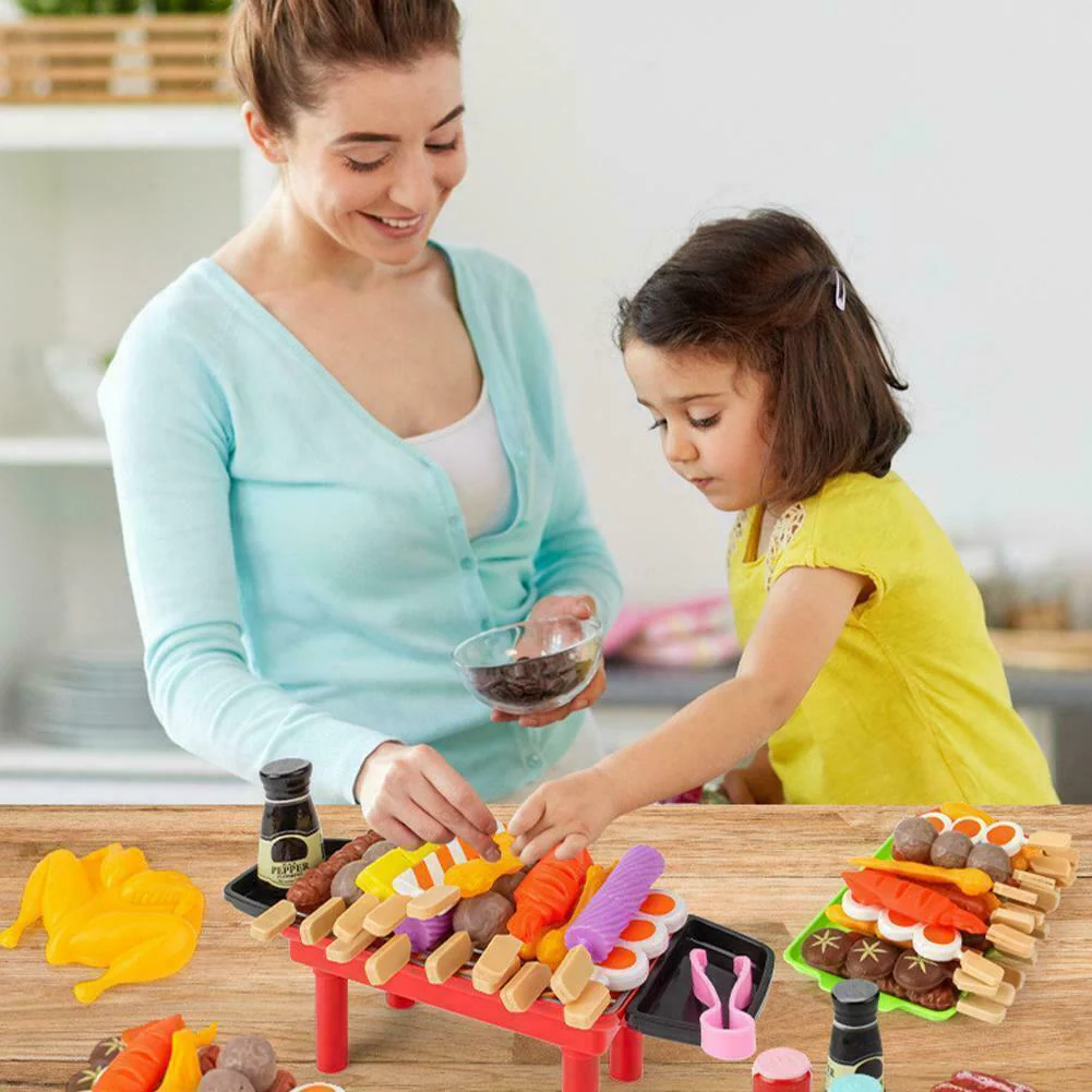 27 PCS BBQ Grill Pretend Play Kitchen Cooking Food Barbecue Cookware Kids Toy Set - Image 3