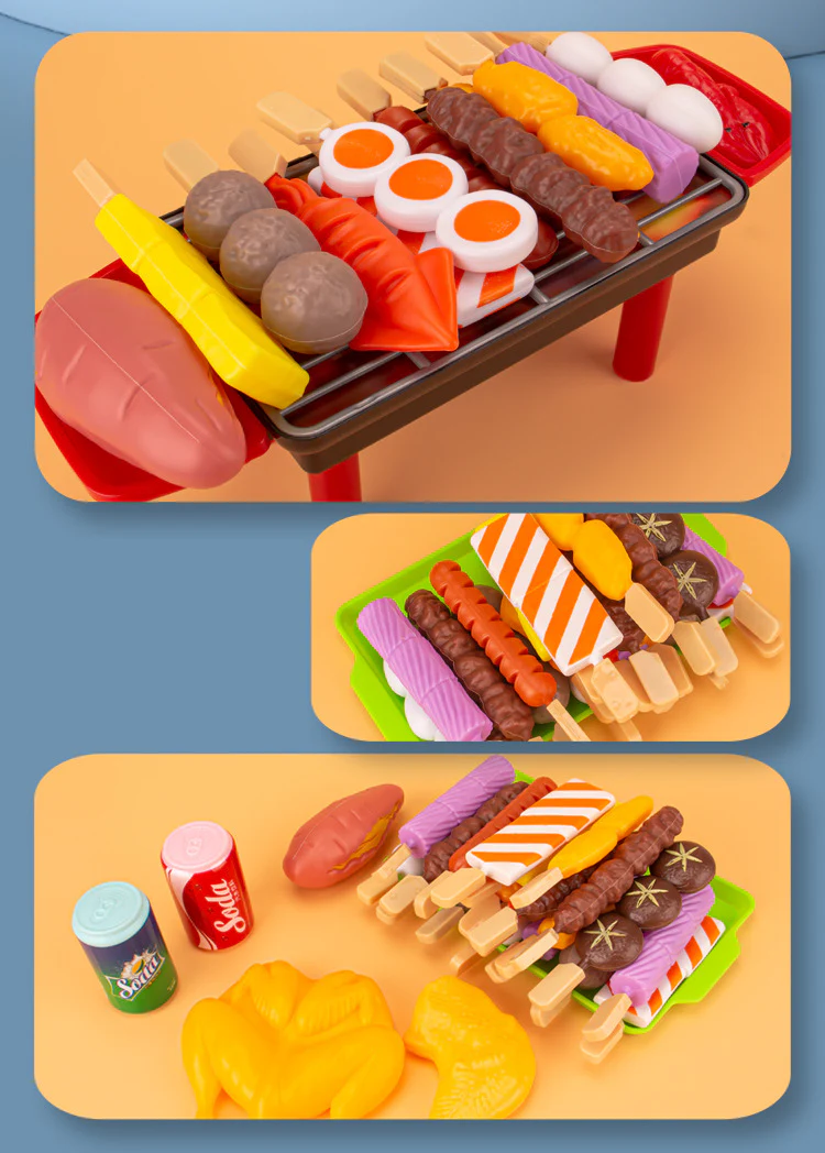 27 PCS BBQ Grill Pretend Play Kitchen Cooking Food Barbecue Cookware Kids Toy Set - Image 4