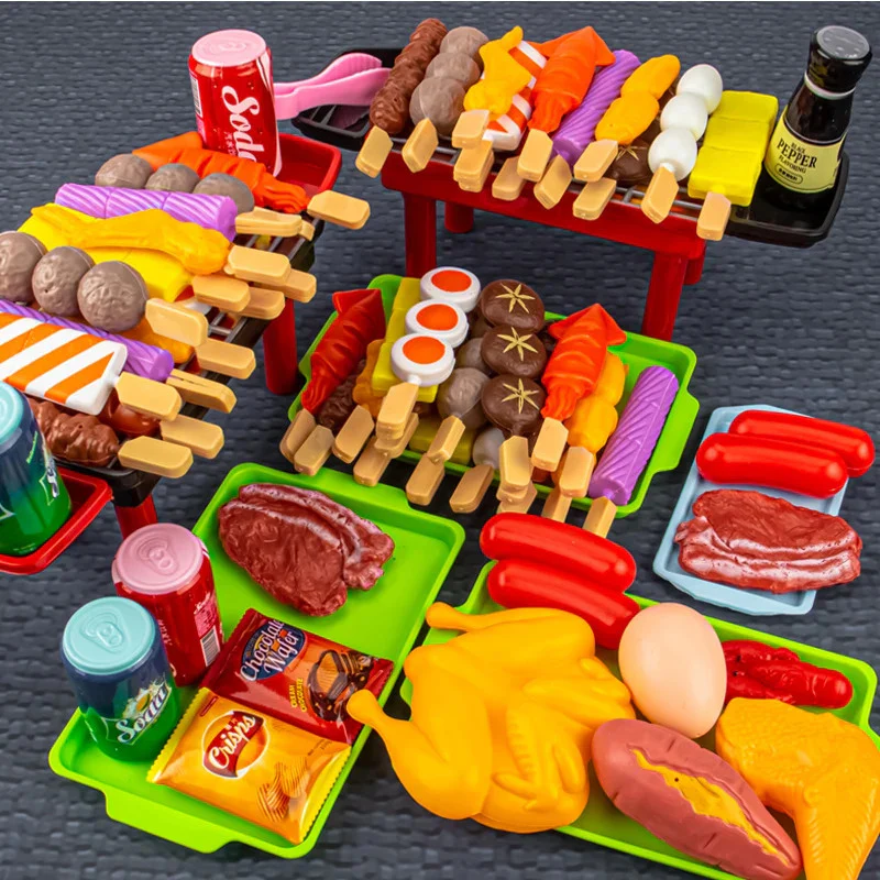 27 PCS BBQ Grill Pretend Play Kitchen Cooking Food Barbecue Cookware Kids Toy Set - Image 8