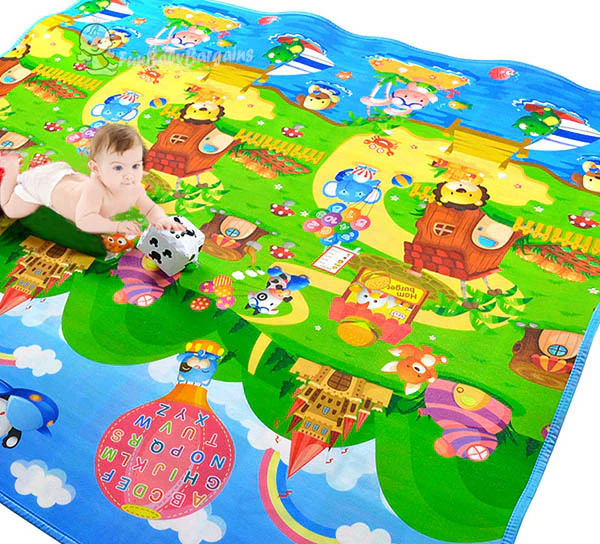 2m Double Sided Large Alphabet & Animal Farm Baby Kids Play Mat - Image 2