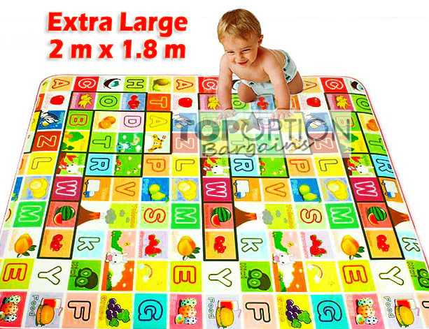 2m Double Sided Large Alphabet & Animal Farm Baby Kids Play Mat - Image 7