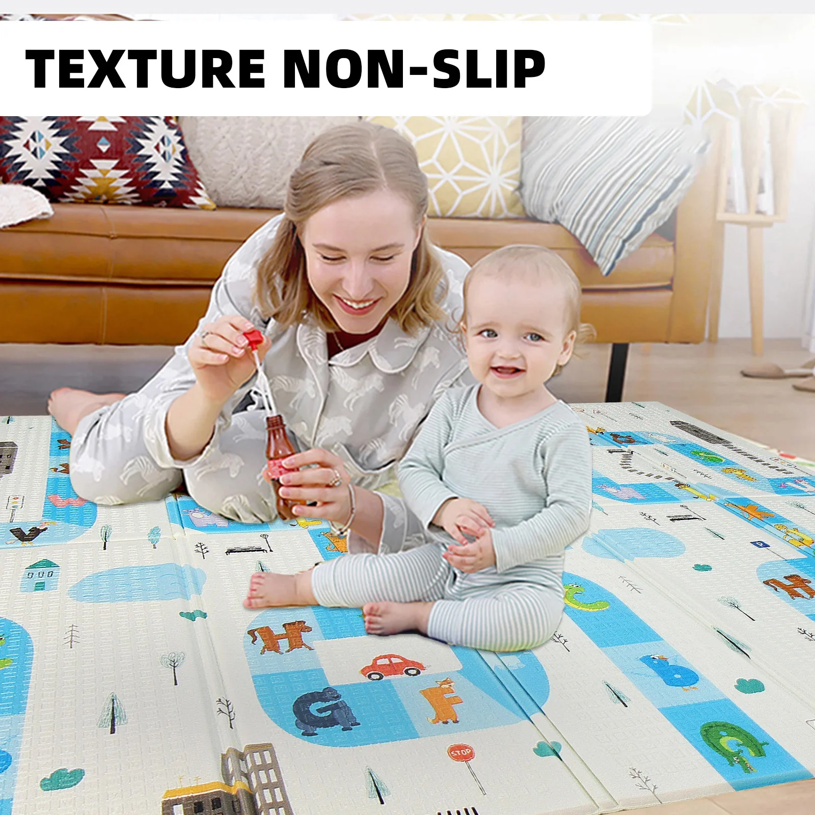 2m Double Sided Large Extra Thick Baby Kids Waterproof Folding Play Mat - Image 4