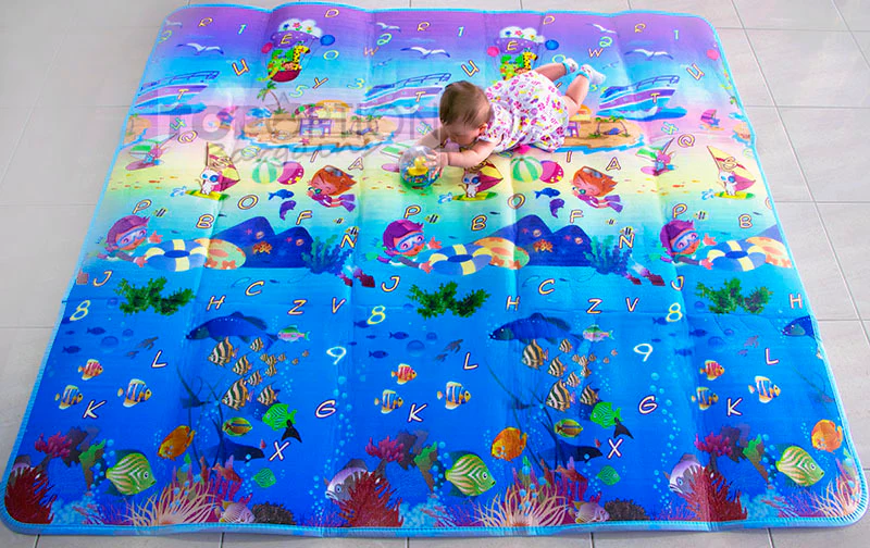 2m Double Sided Ocean Alphabet & Animal Fun Baby Kids Play Mat - Image 2