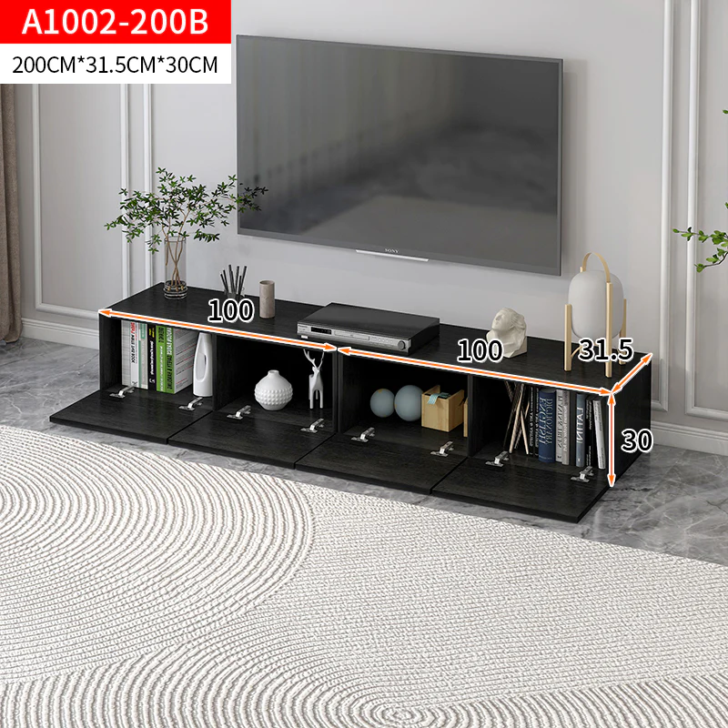 2m Lusso Designer Wooden TV Cabinet Entertainment Unit 200cm (Black) - Image 10