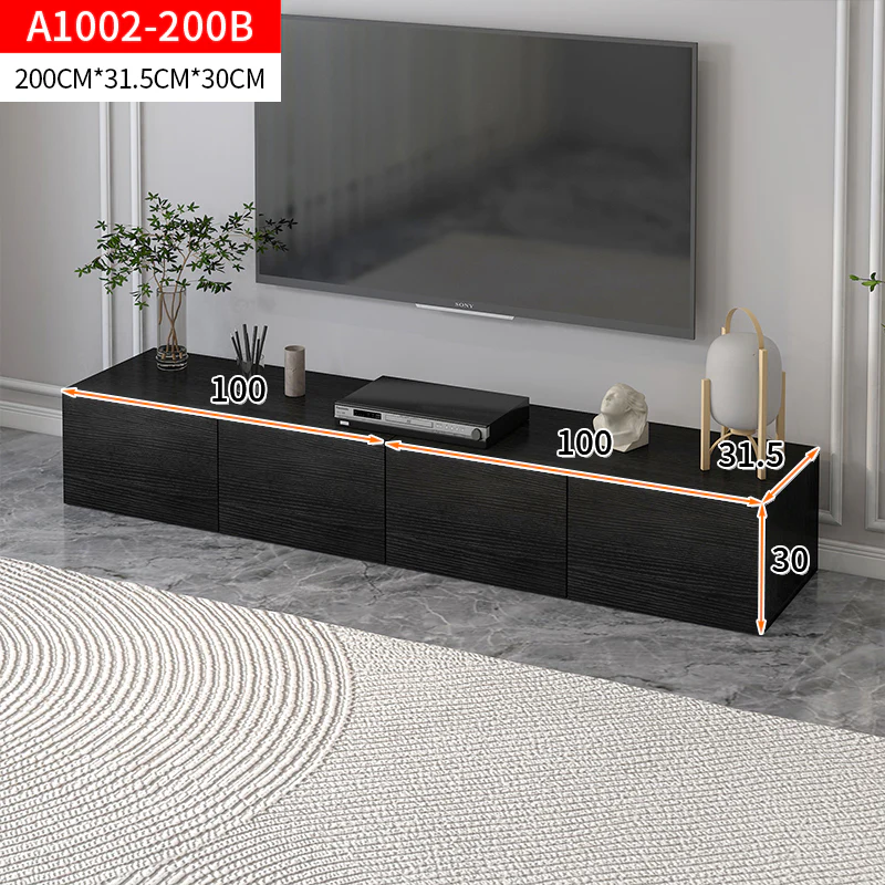 2m Lusso Designer Wooden TV Cabinet Entertainment Unit 200cm (Black) - Image 9