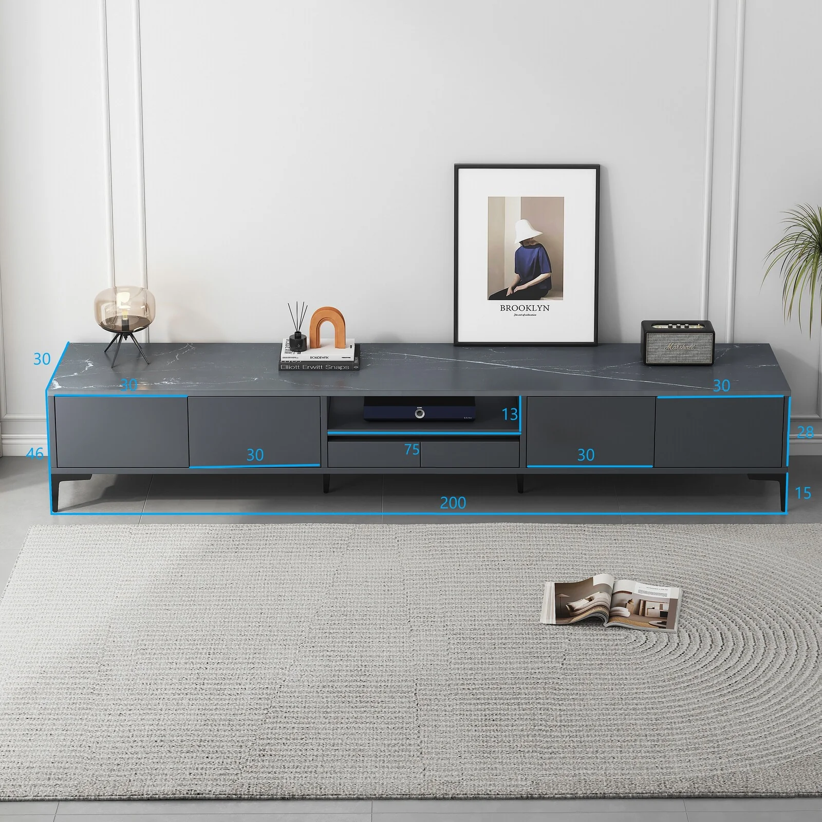 2m Minimalist TV Cabinet Entertainment Unit 200cm - Image 6