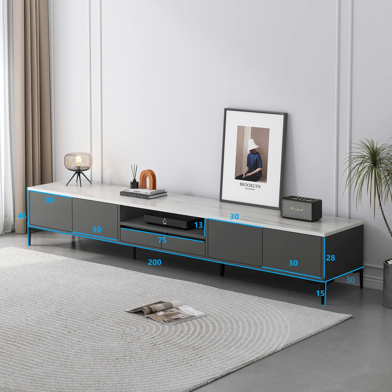 2m Minimalist TV Cabinet Entertainment Unit 200cm - Image 8