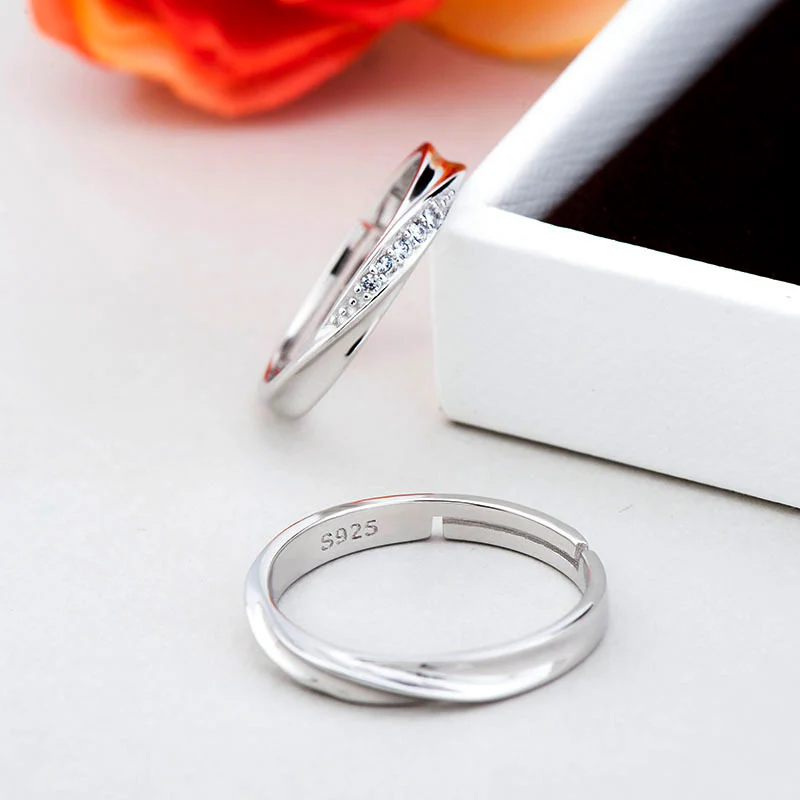 2PC Set S925 Sterling Silver Soft Curves Wedding Rings (Couple Collection) - Image 12