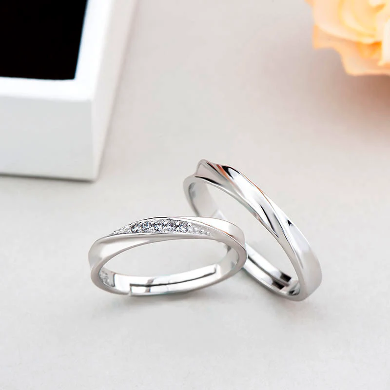 2PC Set S925 Sterling Silver Soft Curves Wedding Rings (Couple Collection) - Image 13