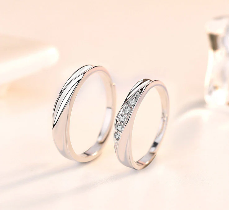 2PC Set S925 Sterling Silver Soft Curves Wedding Rings (Couple Collection) - Image 18