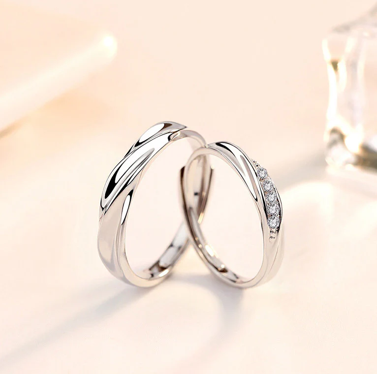 2PC Set S925 Sterling Silver Soft Curves Wedding Rings (Couple Collection) - Image 19