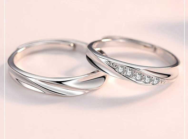 2PC Set S925 Sterling Silver Soft Curves Wedding Rings (Couple Collection) - Image 5