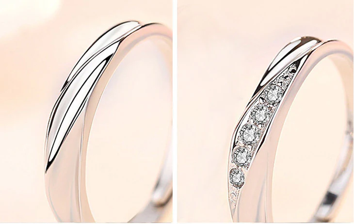 2PC Set S925 Sterling Silver Soft Curves Wedding Rings (Couple Collection) - Image 6