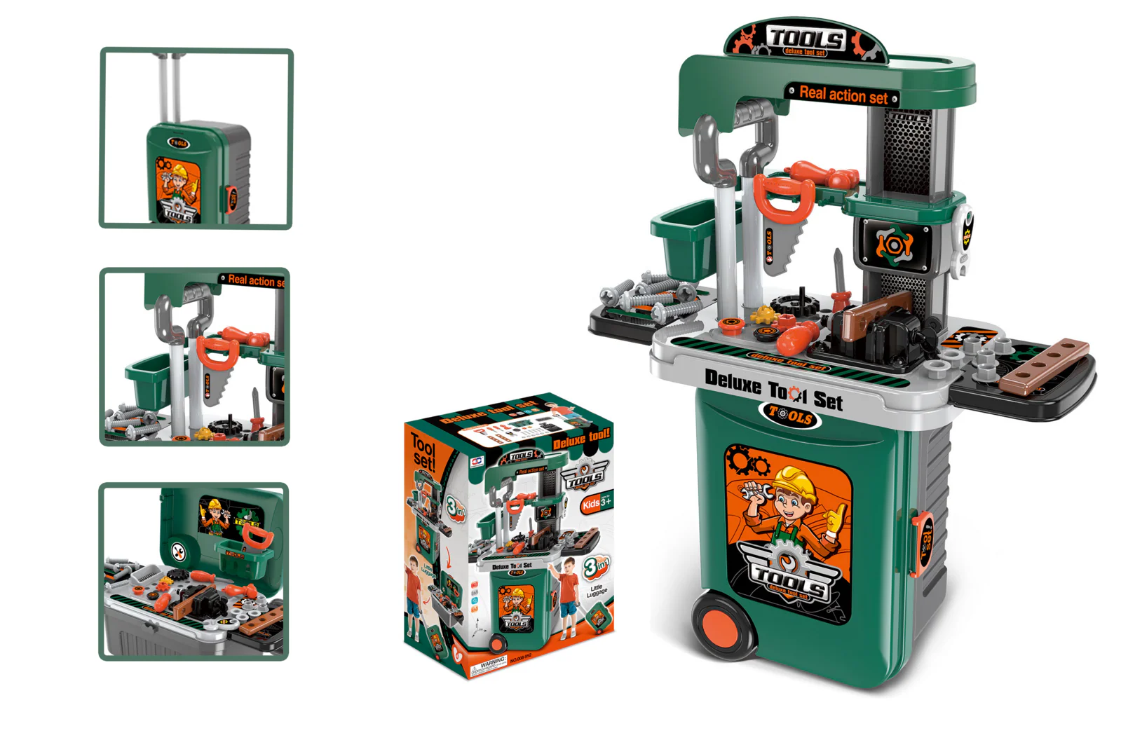 3-in-1 Kids Tool Bench Play Workshop Utility Bench Creative Fun Set - Image 10