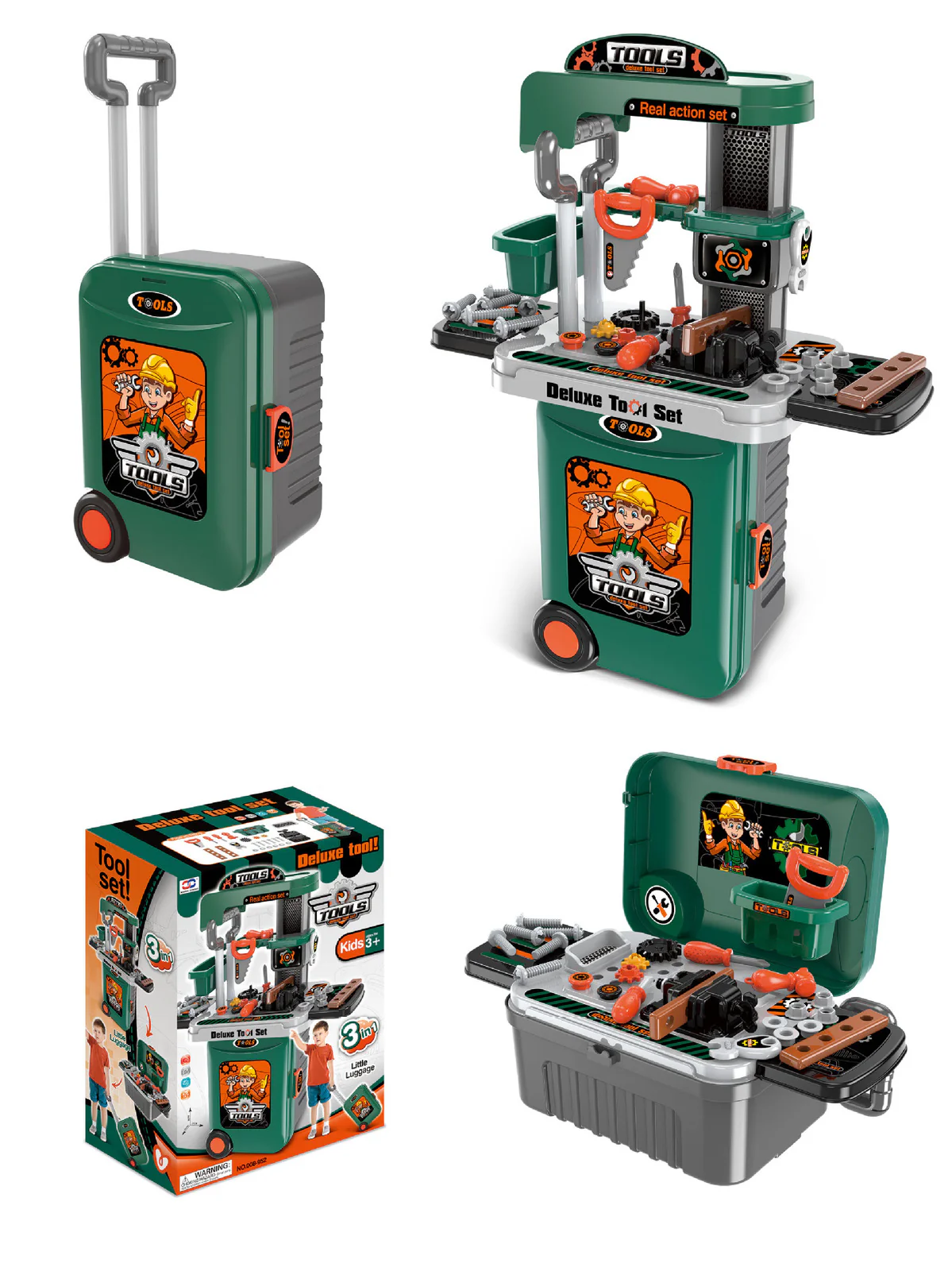 3-in-1 Kids Tool Bench Play Workshop Utility Bench Creative Fun Set - Image 4